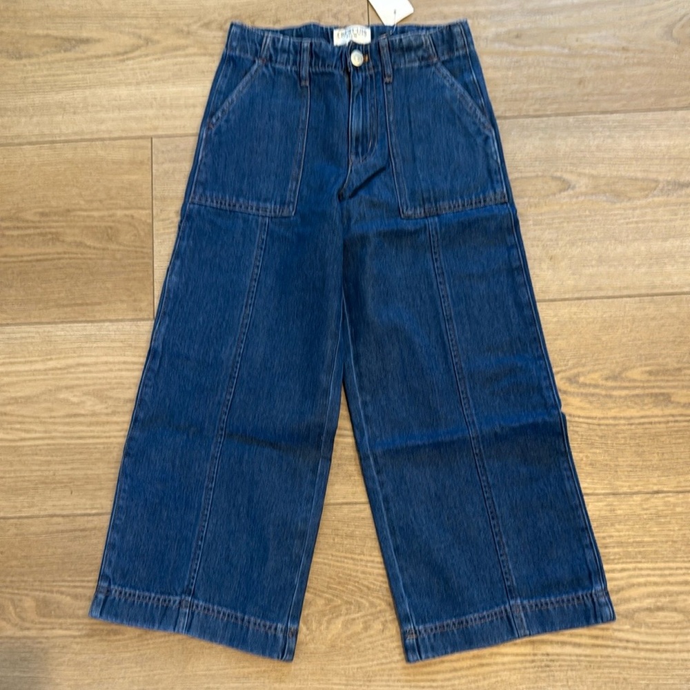 NWT J.Crew Factory Crew Cuts cargo farmer size 8 denim wide leg jeans.